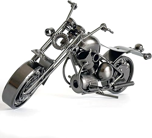 Vista 15 de Shadowvoxel Estatua de motocicleta de hierro, escultura de metal para decoración de oficina y hogar, regalo coleccionable para entusiastas