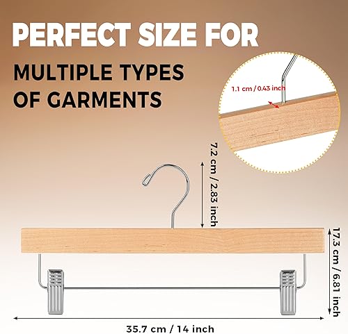 Miniatura 3 de Quality Hangers Perchas de madera para pantalones, paquete de 10 perchas giratorias de tela con gancho, falda de madera de loto, pantalones,