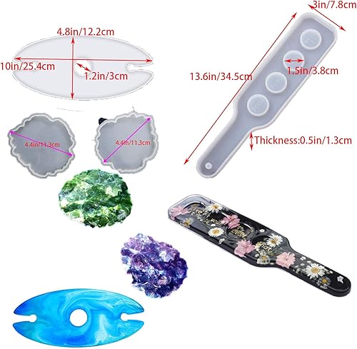 Miniatura 2 de Lveofielygi Juego de 4 moldes de resina para servir de vidrio de chupito, 1 molde de silicona para soporte de vino, 1 molde de bandeja para vasos de