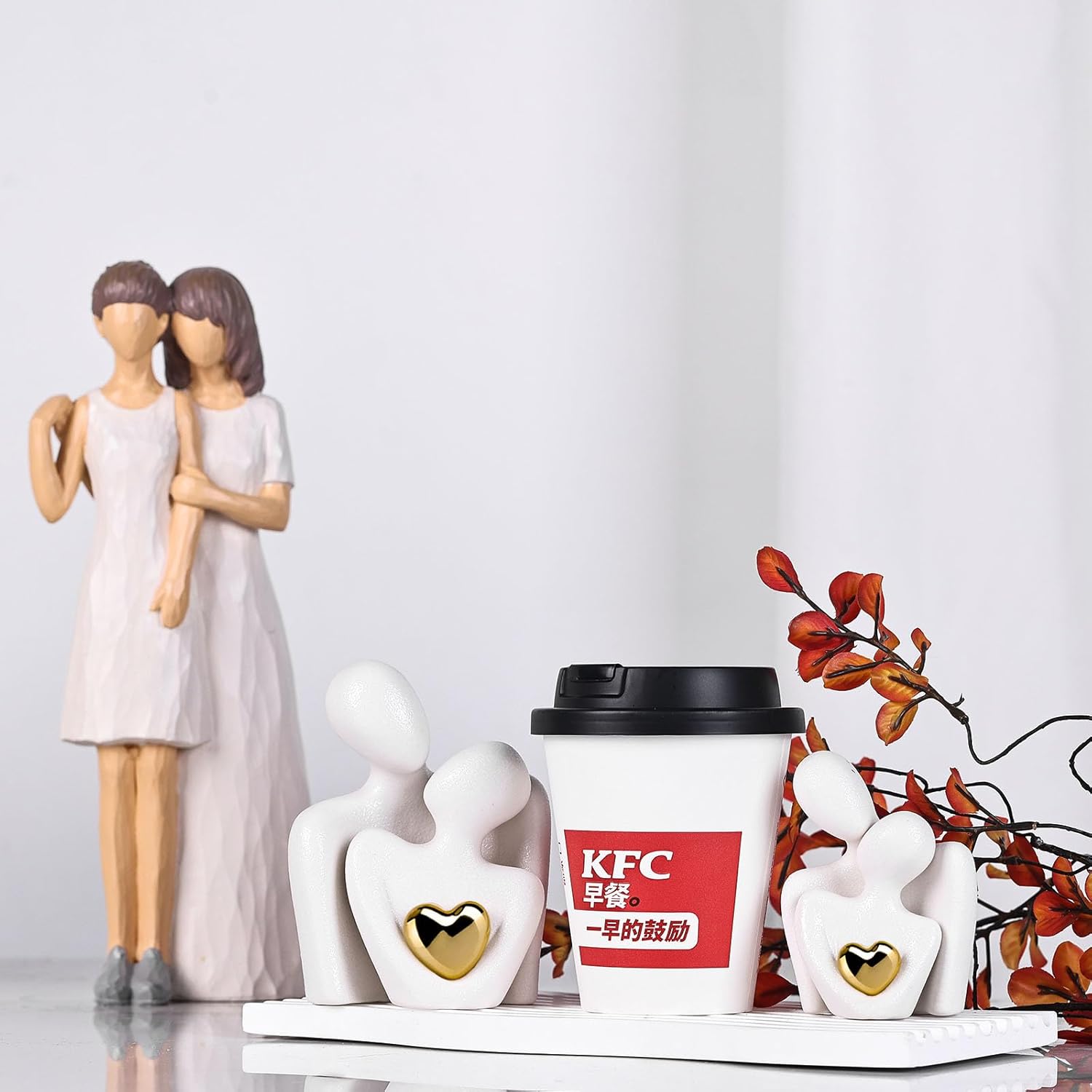 Mini Couple Statue Tv Stand Decor Items for Living Room Home Decor,Bedroom Decor for Couples Sculpture for Anniversary Wedding,Love Gifts for Couples 2025,Knick Knacks for Shelve (White, 4.72in) - Image 6