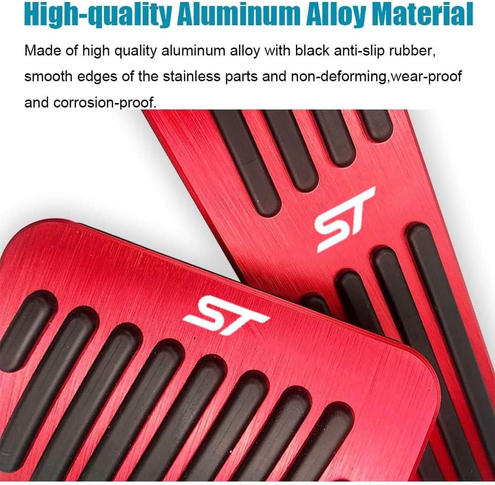 LEXLEY 2PCS Anti-Slip Aluminum Brake Gas Pedal Pads,Auto No Drilling Accelerator Pedal Covers For Ford Explorer 2020 2021 2022 2023 2024 2025 2026-RED