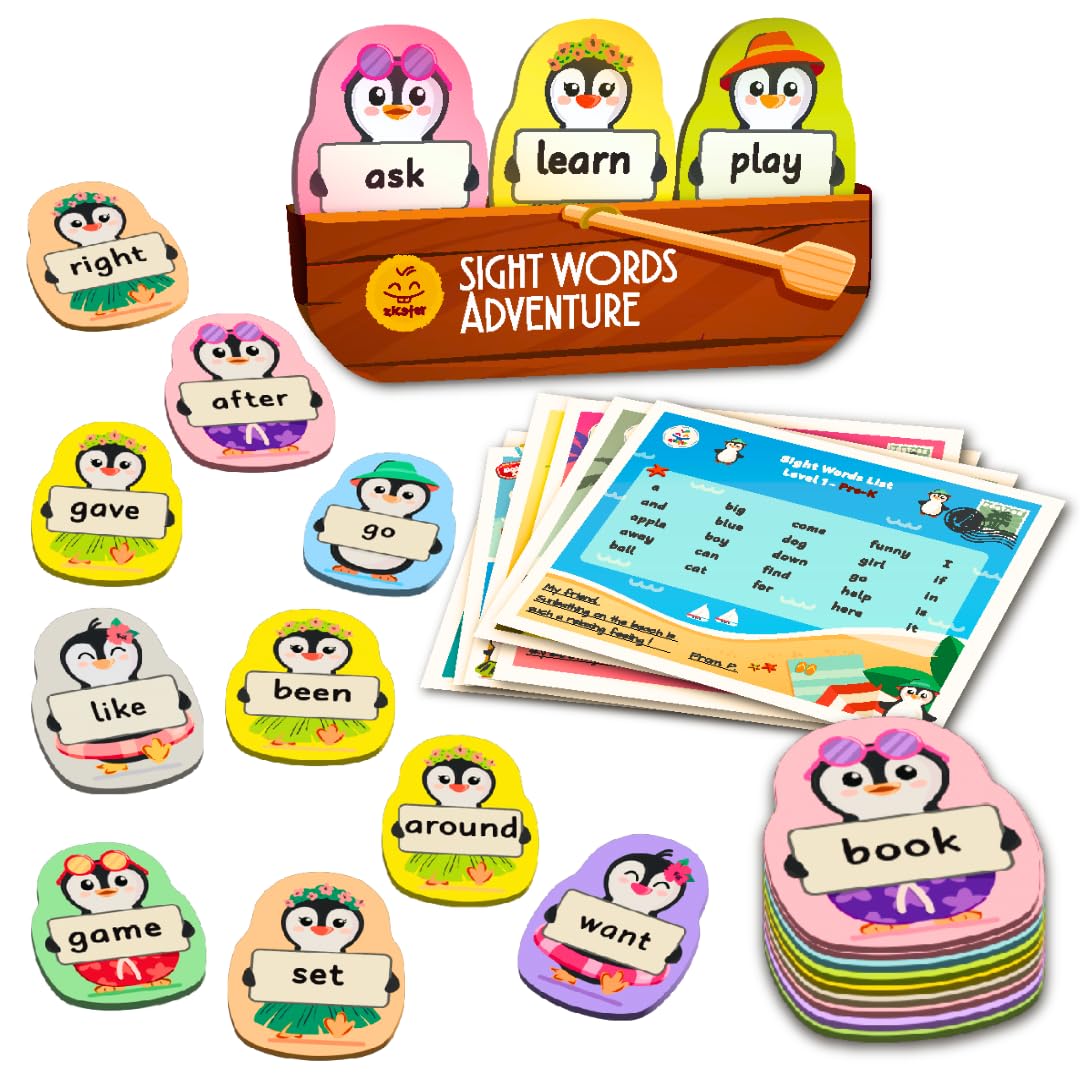 Zicster Sight Words Adventure Game | 300 High-Frequency Words for Pre-K to Grade 2 | Sight Word Flash Cards | Preschool Learning Activities |