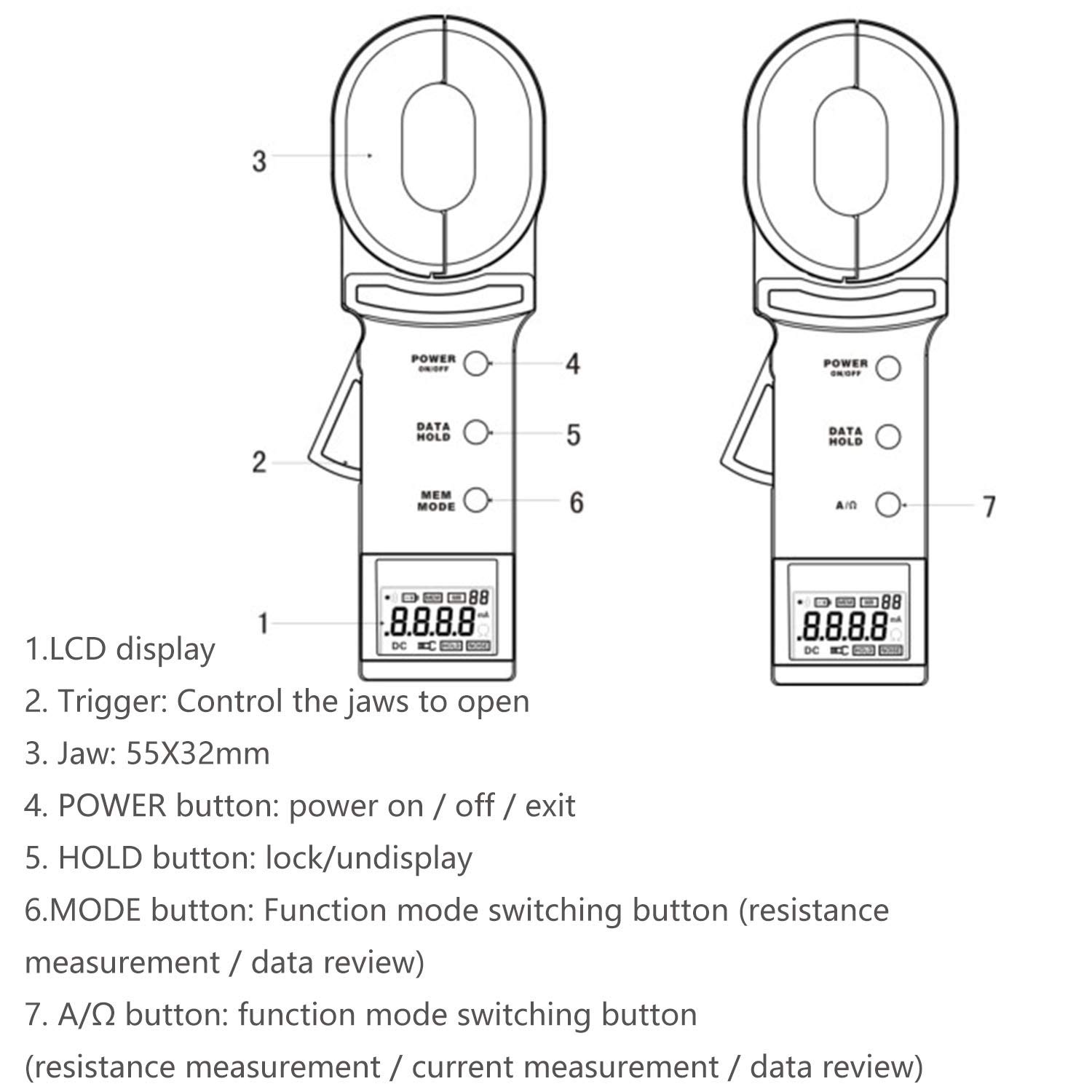 Testeur de multimètre de résistance à la Terre Multifonction M Compteur de Pince numérique avec système d'alarme de Fonction de Stockage de données Gamme de résistance: 0,01~1000Ω