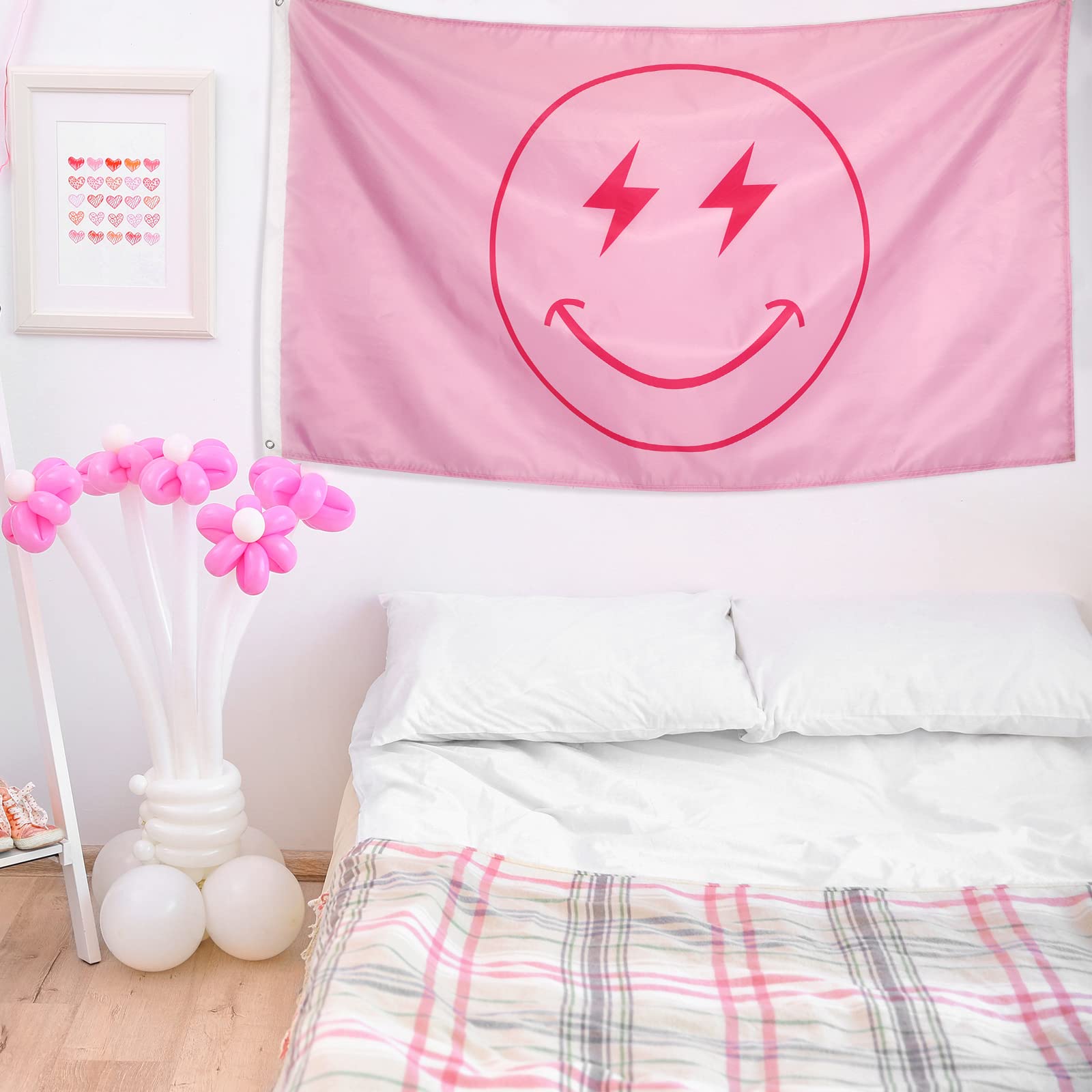 Buy Preppy Theme Pink Smile Face Flag 3 x 5 Feet Happy Face Preppy Room