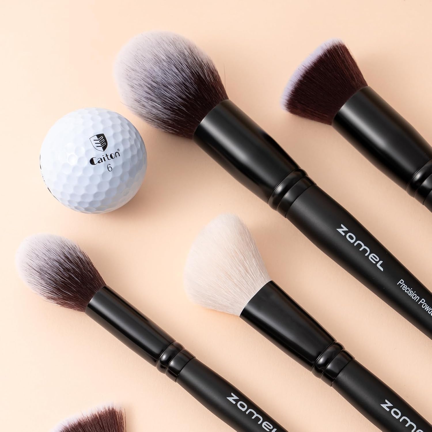 ZAMEL Professional Makeup Brush Set - 15pcs Labeled Black Foundation & Eyeshadow Brushes with Travel Case, Cruelty-Free Premium Synthetic hair Soft Bristles, Ideal for Women & Makeup Lovers