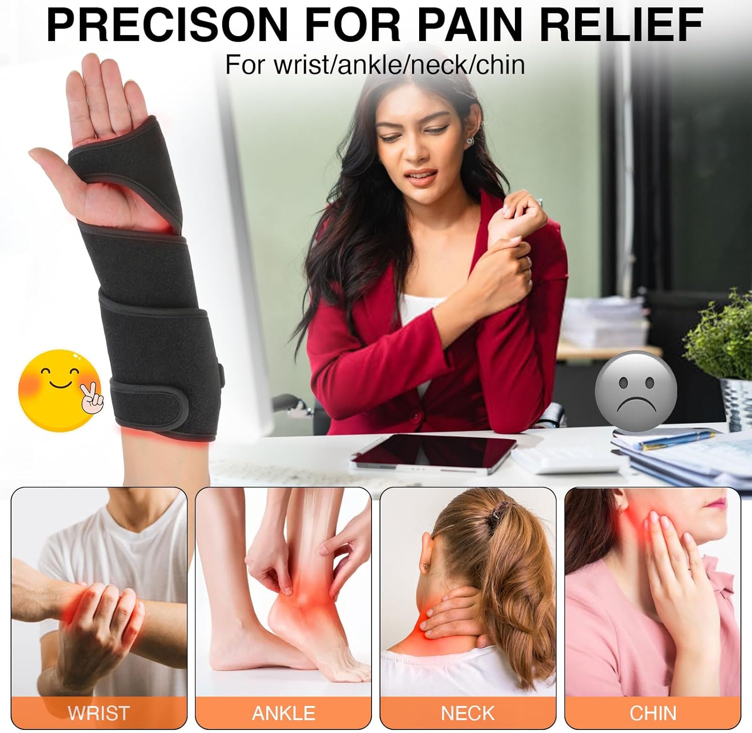 Red Light Therapy Belt for Body, 37'' Cordless Red Infrared Light Wrap for Neck Chin Knee Ankle Hand Pain Relief, 660nm & 850nm with Pulse & Heating Modes - Image 3