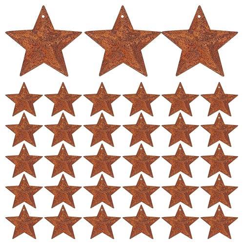 GORGECRAFT 60PCS 1.5" Rusty Metal Barn Star Vintage Antique Primitives