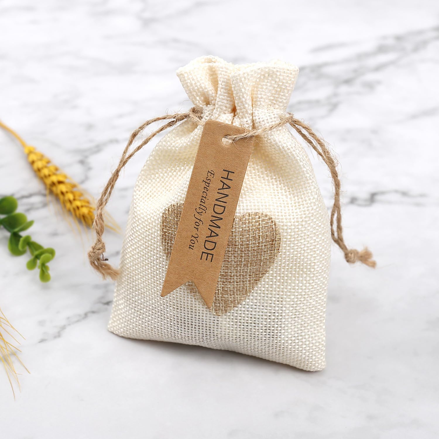 ArrErr 100 Pack Handmade Tags with Natural Jute Twine Hanging String Especially for You Rectangular Brown Gift Labels Paper Hang Handmade Tag for Handmade Soaps Crafts Homemade Gifts Small Business