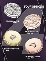 Vista 7 de OMIRO Espejo compacto de aumento 1X/10X, mini espejo de maquillaje de bolsillo de metal con diamante de mezcla (plata)