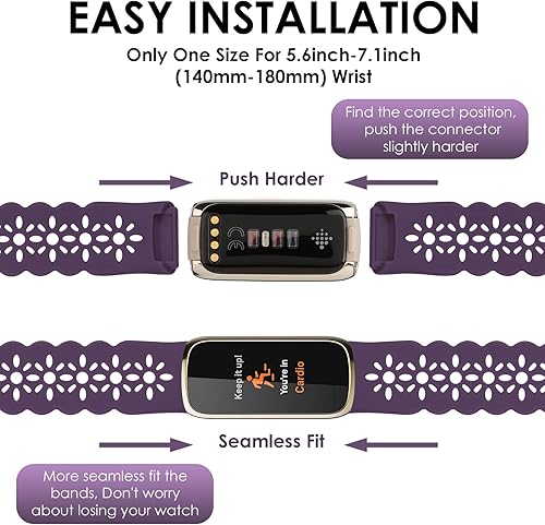 Miniatura 3 de Paquete de 3 correas deportivas delgadas compatibles con Fitbit Luxe Band para mujer, correas de repuesto delgadas y huecas de silicona suave para