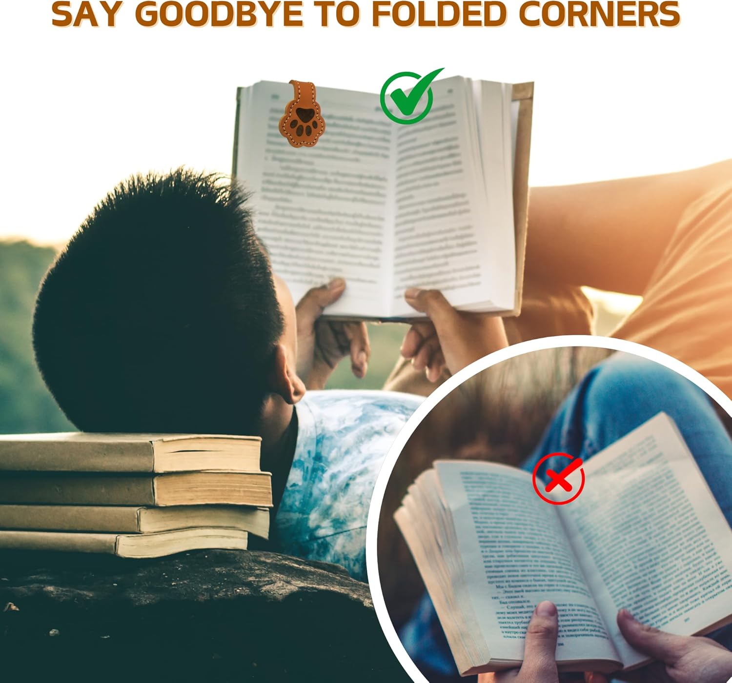 3 Pack Magnetic Leather Bookmarks for Reading, Cute Dog Paw Shape Magnet Bookmark Clips for Women, Men, Kids, Magnetic Book Marks, Gifts for Book Lovers Teachers Students (Brown+White+MilkCoffee)