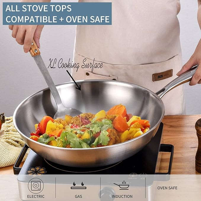 LOLYKITCH Wok de Acero Inoxidable 13 Pulgadas con Tapa miniatura 4