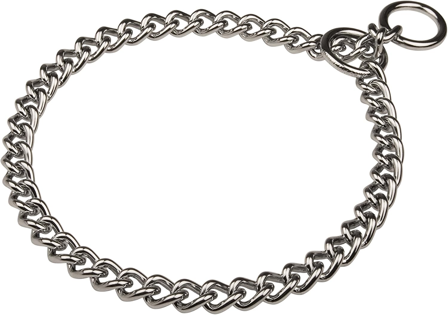 Herm Sprenger Chrome Plated Short Link Chain Collar with Round Chain - 4 mm x 26 inches
