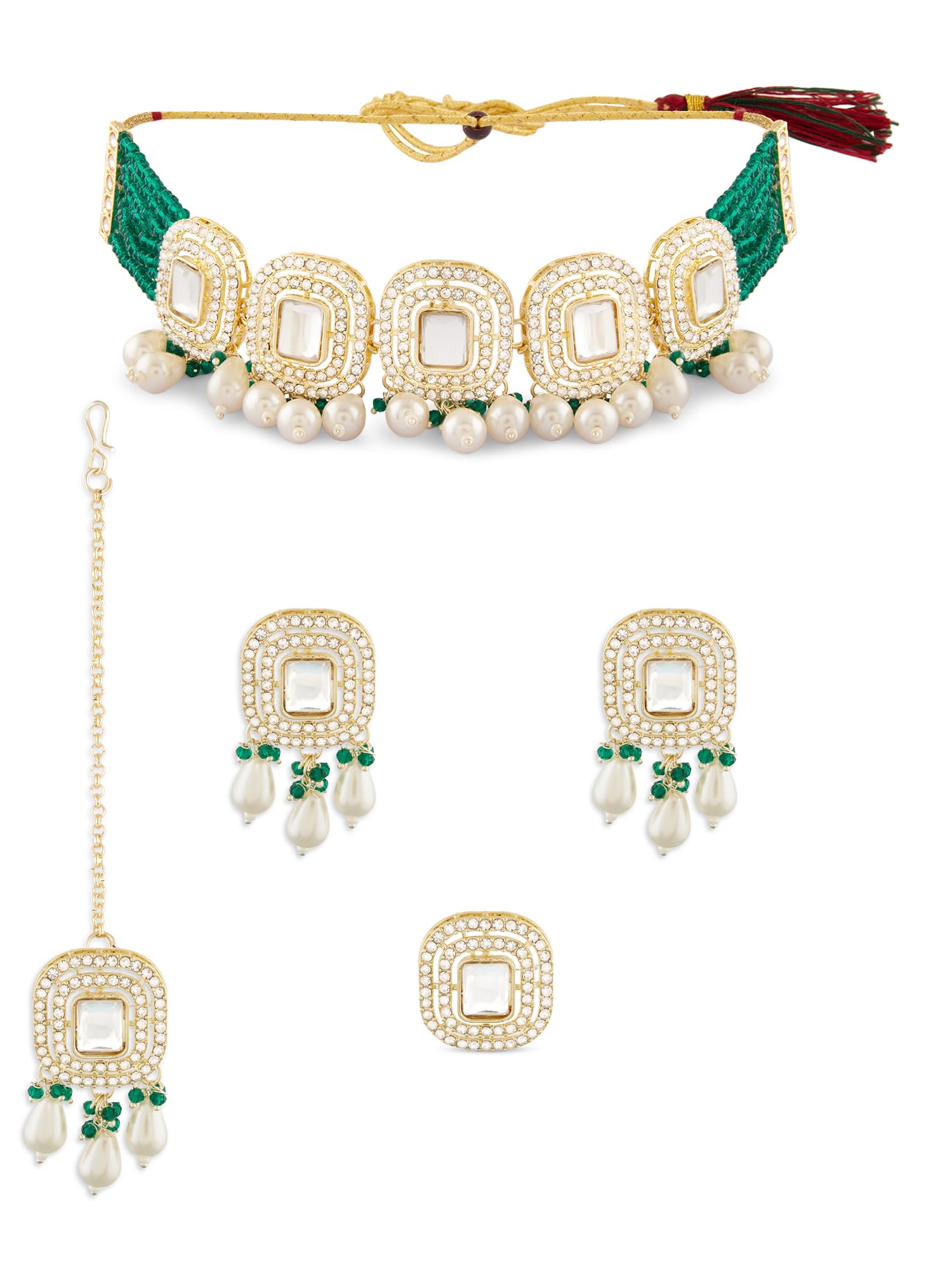 See full amazon price history chart for ZAVERI PEARLS Green Multistrand Crystals Austrian Diamonds Choker Necklace Earring Maangtikka & Ring Set For Women-ZPFK17622 ZAVERI PEARLS Green Multistrand Crystals Austrian Diamonds Choker Necklace Earring Maangtikka & Ring Set For Women-ZPFK17622 (B0CWNW6BDK) Amazon Price History, Amazon Price Tracker