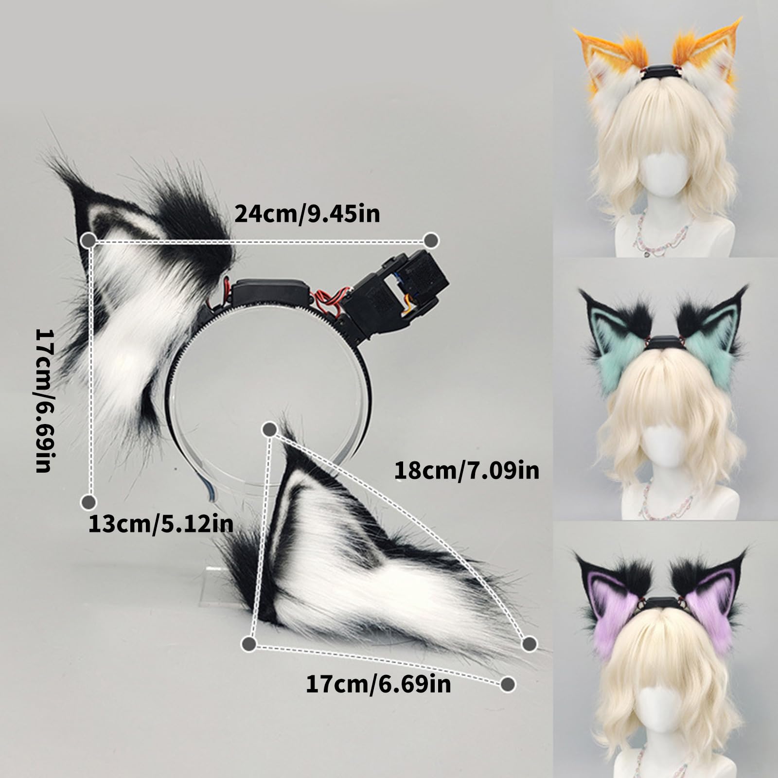 COSPLAY-Diadema con orejas de gatito, diadema con orejas de animales, gatito peludo, fiesta de carnaval, disfraz de fiesta peludo animado, diadema con orejas de gato móvil