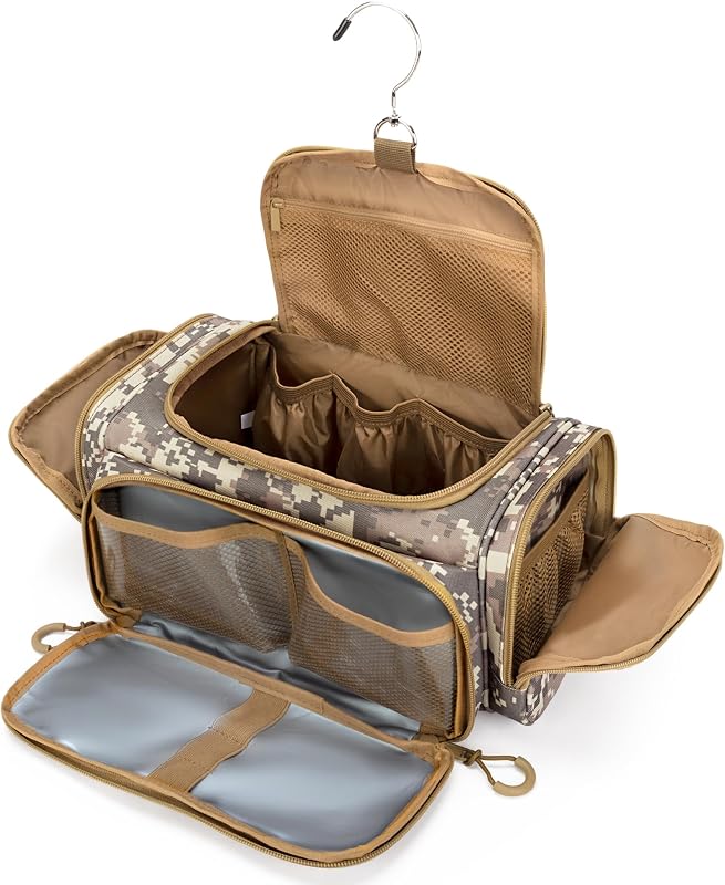 Necessaire masculina Prokva para viagem com gancho, compartimentos secos e úmidos, Desert Yellow, 1 unidade