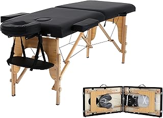 24 In Wide Massage Tables Portable Lash Bed 73 inch Tattoo Table, Height Adjustable Portable Spa Bed, 2 Folding Chiropractic Table w/Carry Case/Face Cradle/Hand Pallet for Travel Physical Therapist