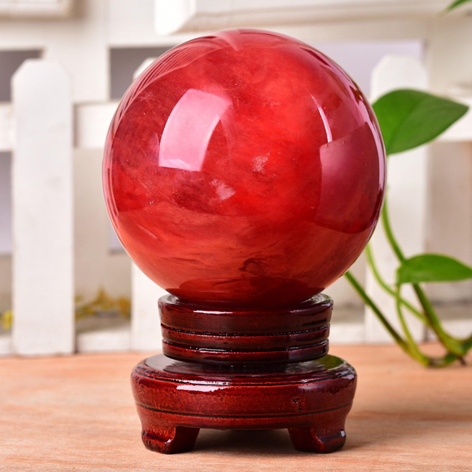 Schmelzstein, rote Kristallkugel, Energieheilkugel, Kristall(8cm/3.14in)