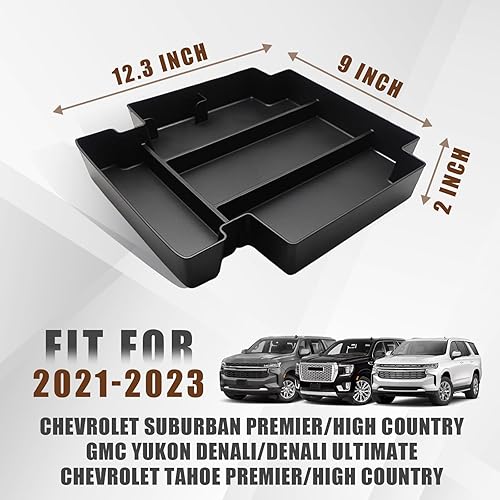 Miniatura 6 de Para consola deslizante Yukon Tahoe Suburban 2021-2024, organizador de consola central, bandeja de almacenamiento compatible con GMC Yukon Chevy