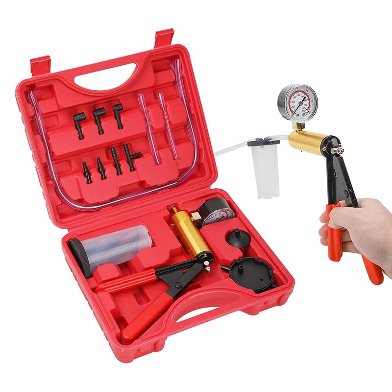Kit de Sangria de Freios 2 em 1 Wenzhon com Bomba de Vácuo Manual, Manômetro e Adaptadores ZDFQTZ