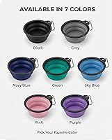 Vista 9 de Cuencos plegables para perros para viajes, paquete de 2 cuencos de agua portátiles para perros, gatos y mascotas, plato plegable para regar