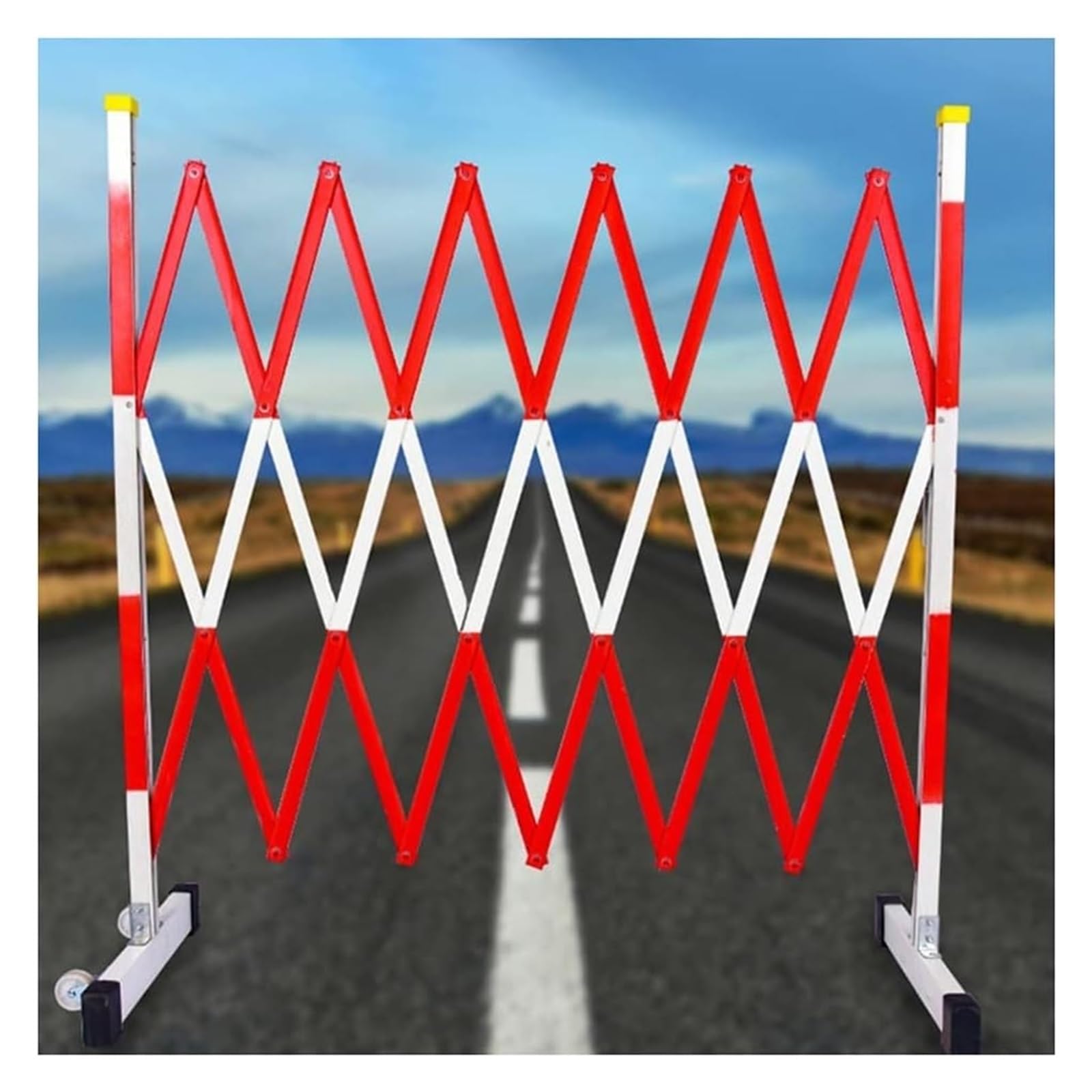HCZKIUJY Expandable Barricade,Mobile Barrier Gate, Industrial Expandable Metal Barricade Mobile Safety Barrier Gate Retractable Traffic Fence (Red 1.2x5m)