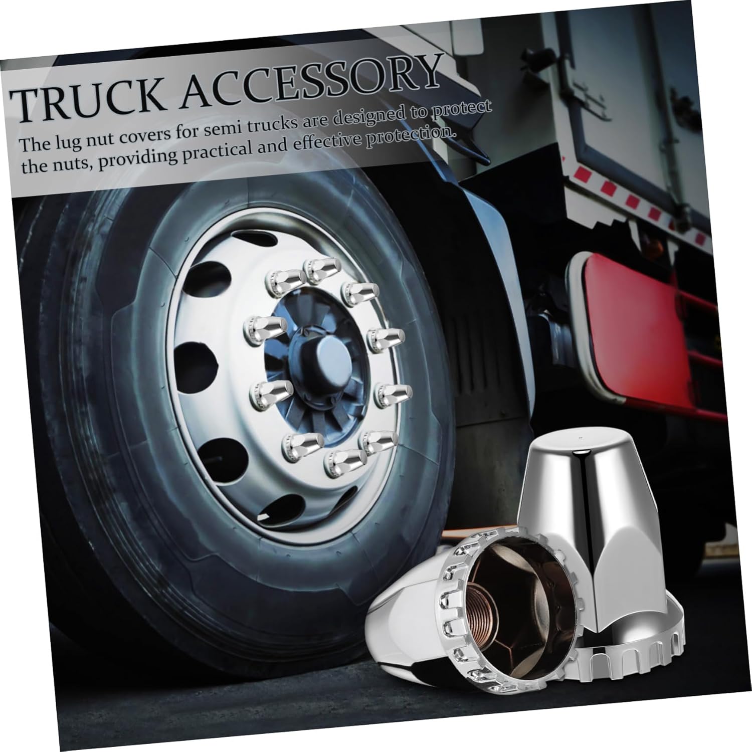 Cabilock 20pcs Semi Truck Lug Nut Covers Chrome Lug Nuts Cap Easy Install for Trucks Cars