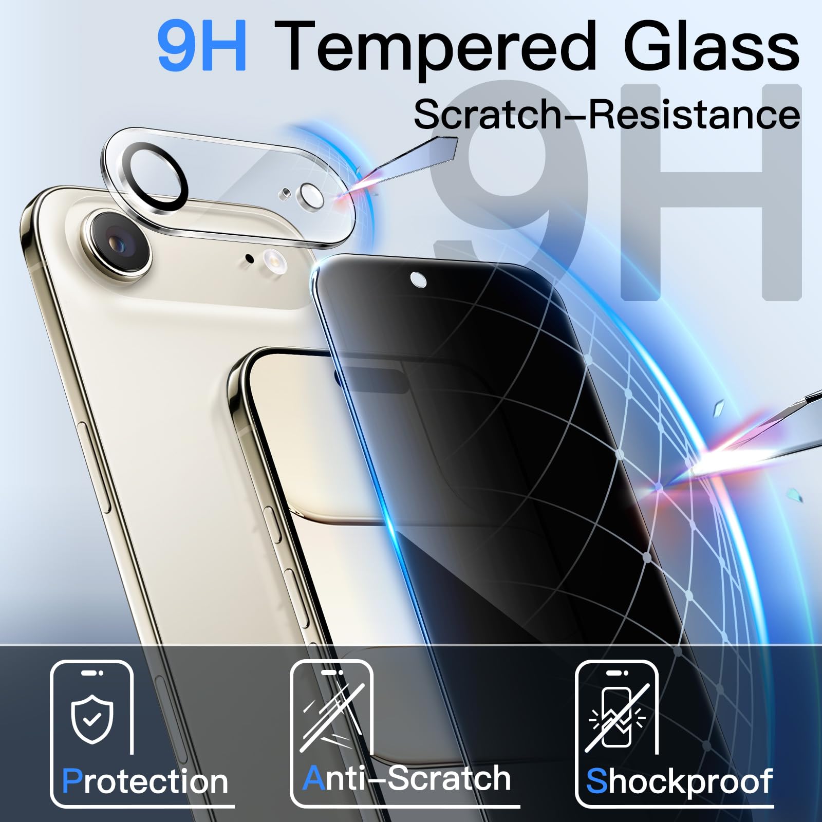 Protecteur D'Écran Anti-Espion + Caméra Pour IPhone 17 Air - 2 Pièces - Verre Trempé 9H - Par JETech - 6