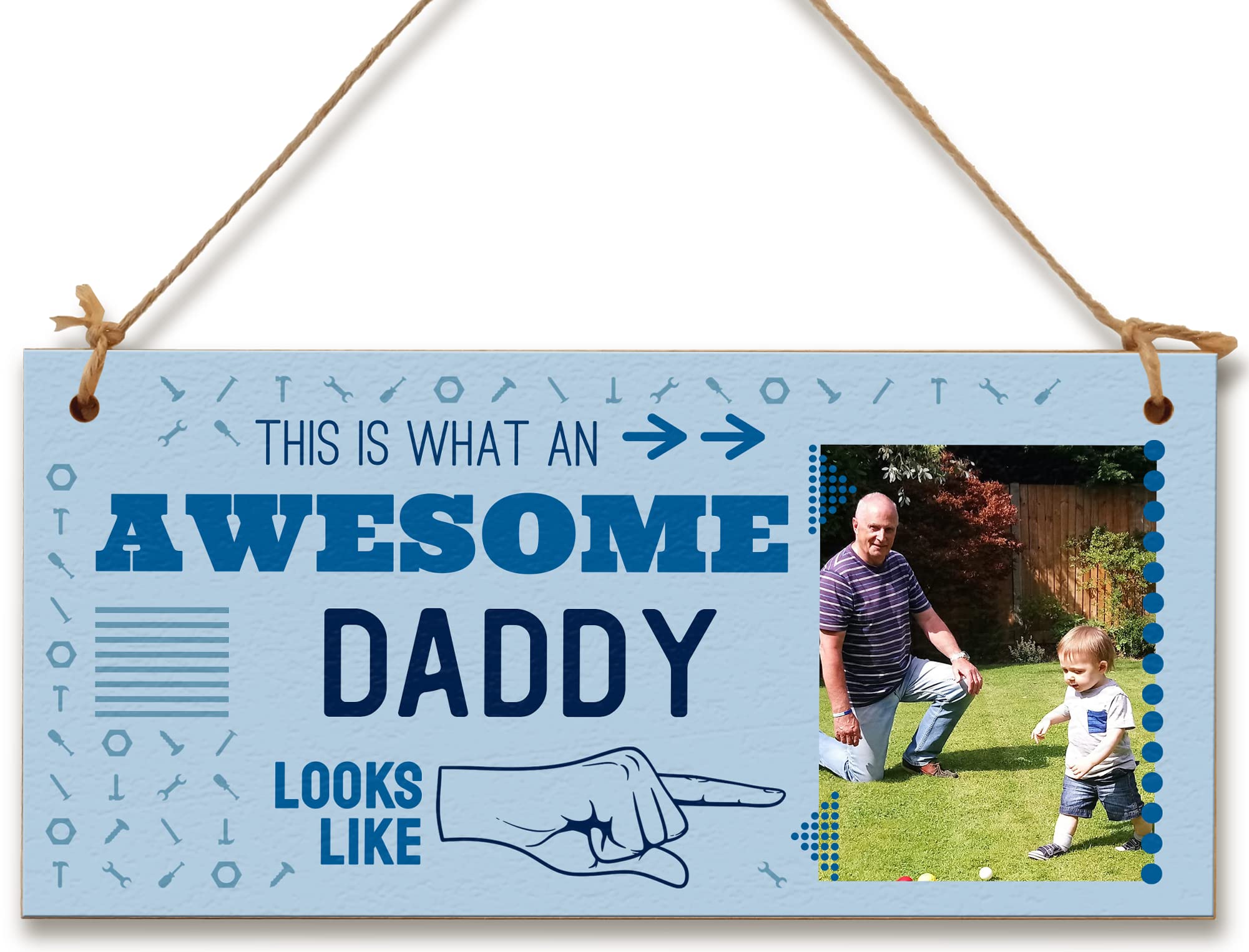 The Plum Penguin Multicolour Personalised Wooden Plaque With Photo This Is What An Awesome Daddy Looks Like Gift Door Sign Hanging Home Décor