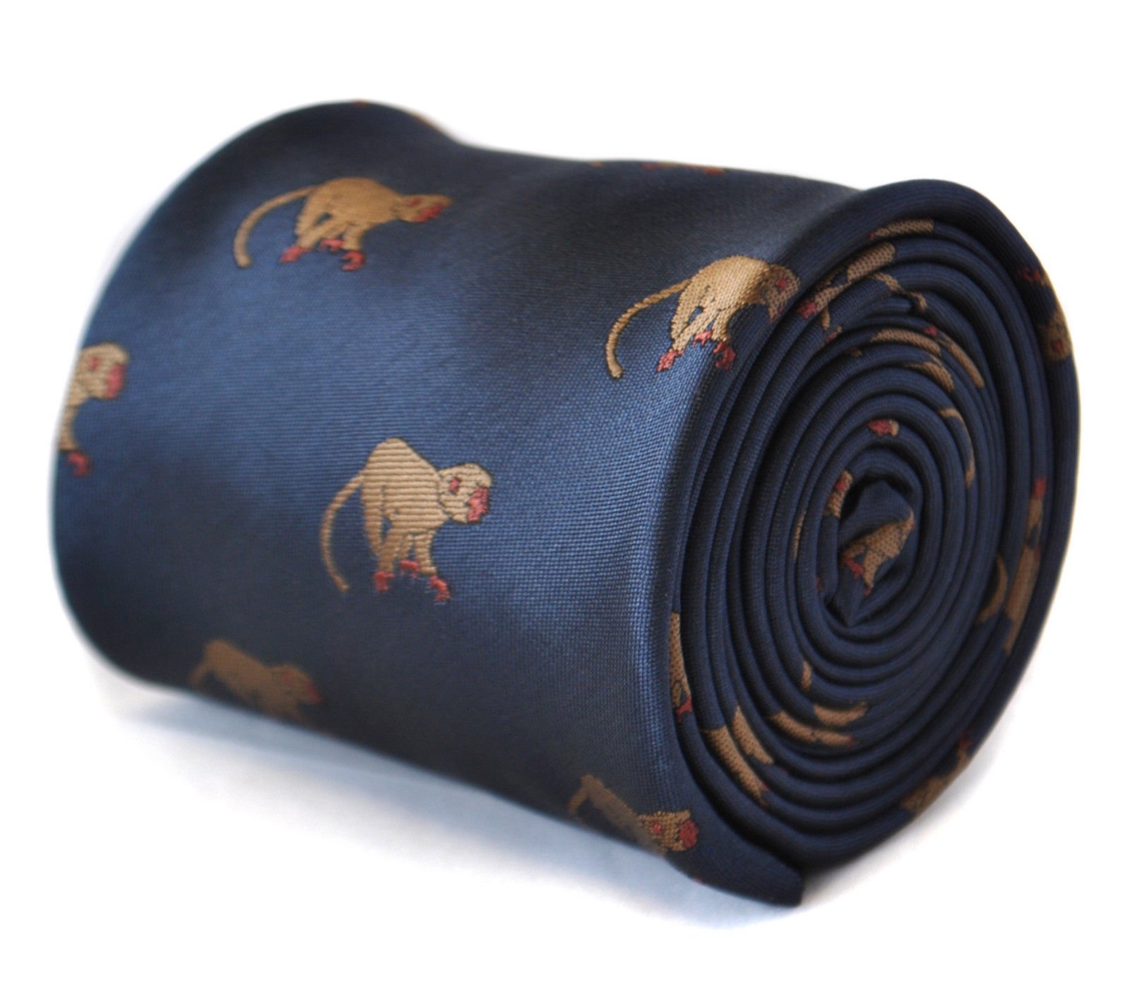 Frederick Thomas Men's Navy Blue ’S Tie With Playful Monkey Design, 147Cm Length Premium Necktie For Office Wear, Weddings And Formal Occasions, Classic 8Cm Width