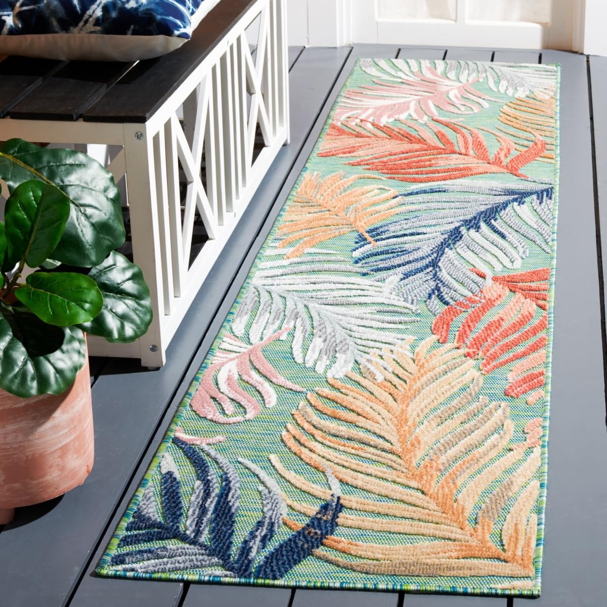 Tapis moderne de salon SAFAVIEH Cabana vert et rouille pour réchauffer votre salle à manger
