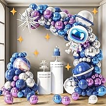Space Balloon Arch Kit - Galaxy Party Decorations with Astronaut & Rocke...