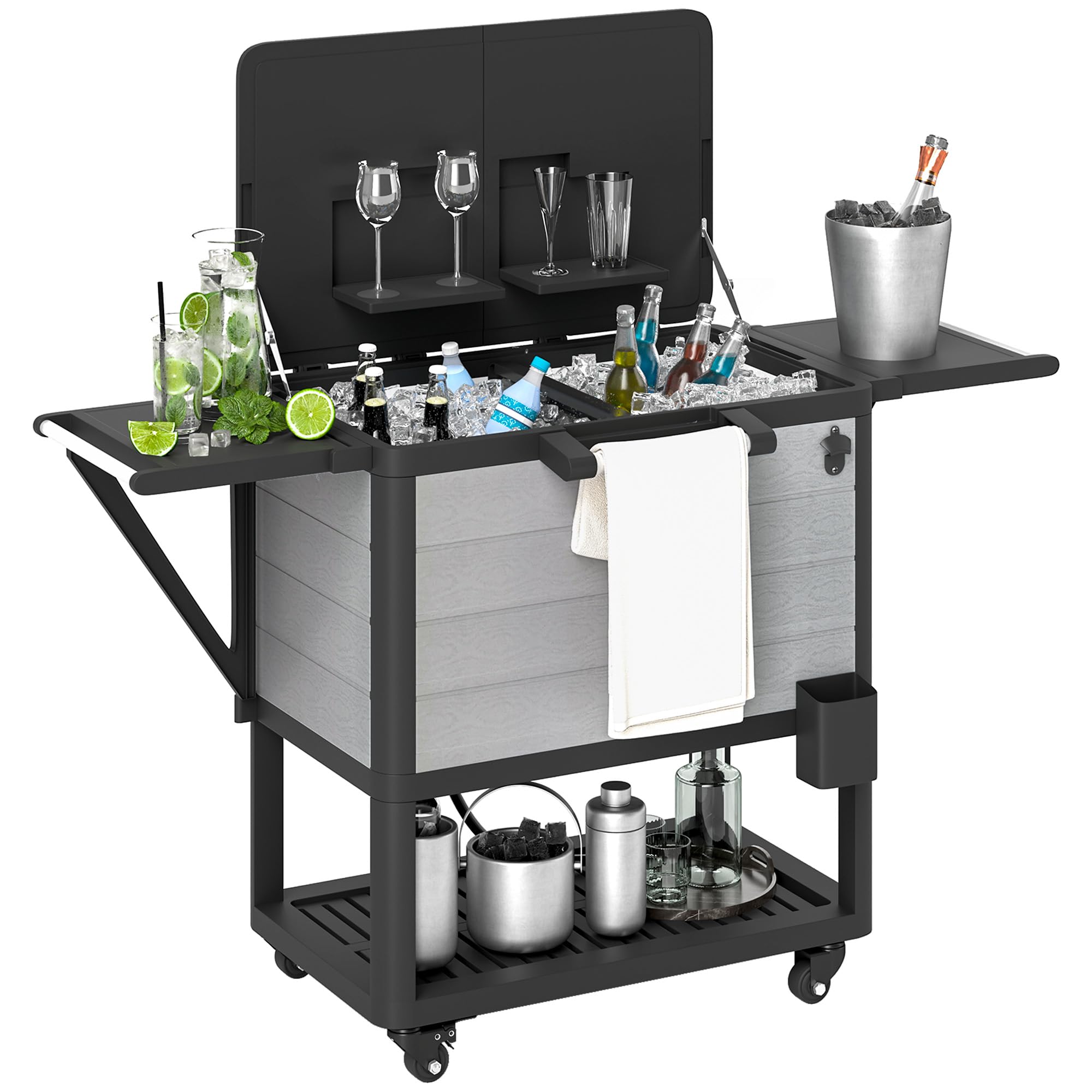 Outsunny 104 Quart Patio Cooler with Wheels