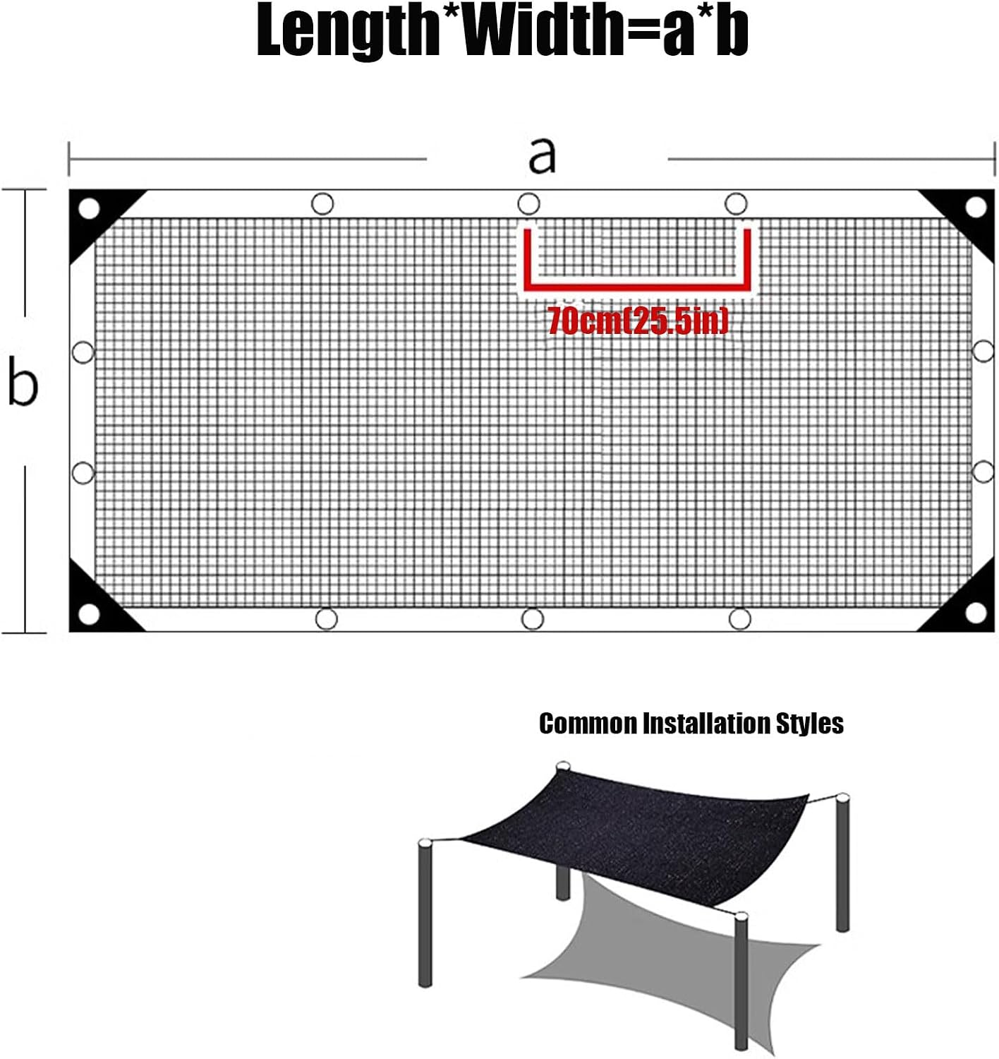 Shade Cloth for Garden, Sun Shade Netting Mesh, Shade Net for Plants, Sunblock Net Durable, Sun Shade Cloths Easy Install, for Pergola, Greenhouse, Plants Growing, Chicken Coop