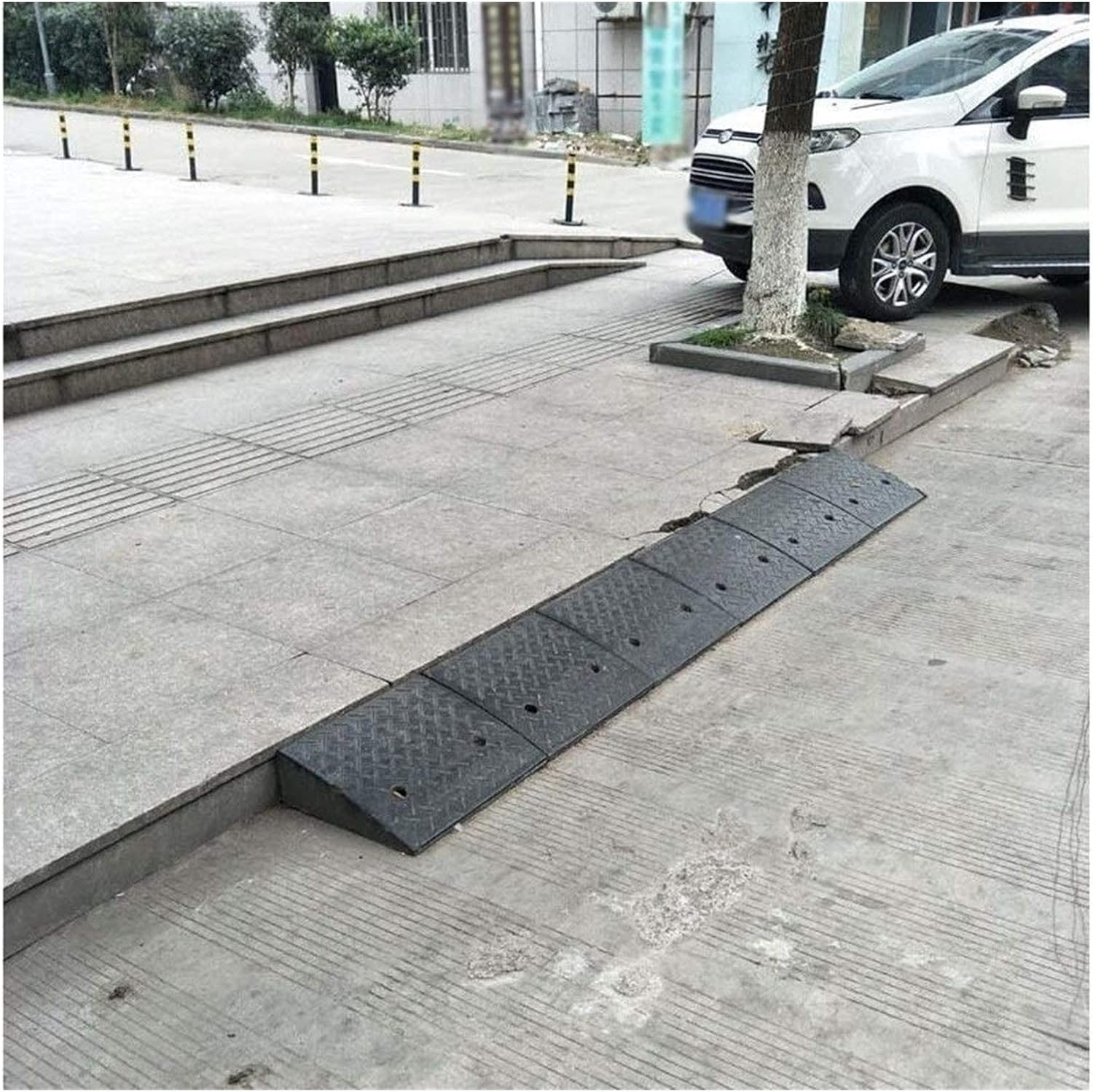 Ramp 5-9CM Car Ramps, Rubber Ramps Mat Truck Caravan Loading Ramps Hospital Parking Lot Threshold Ramps (Size : 98 * 24.5 * 8CM)