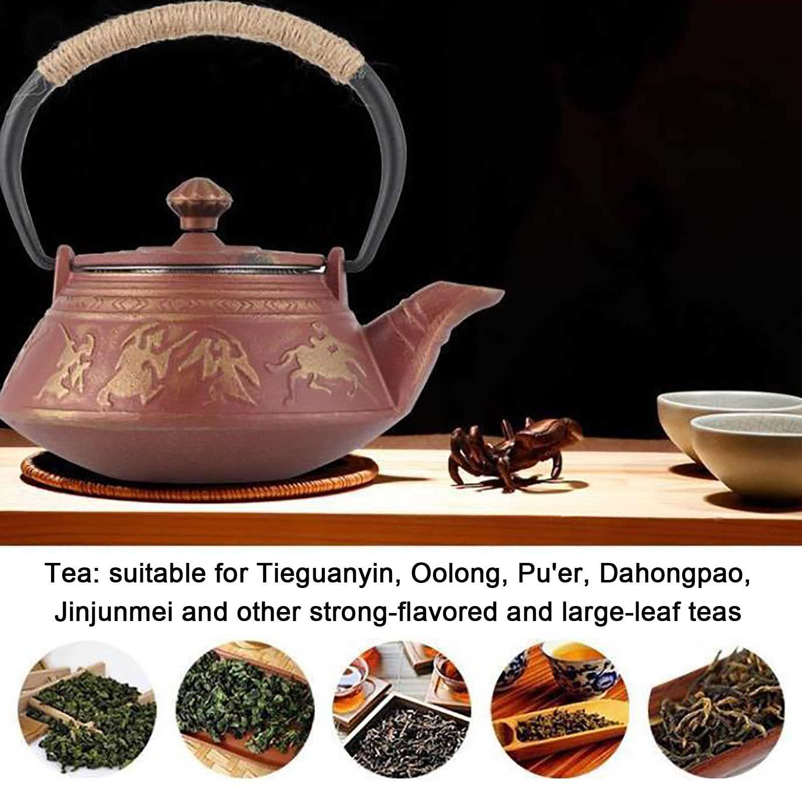 Taule en Fonte, Bouilloire à thé 500 ML avec infuseur en Acier Inoxydable, Coffre-Top à thé en Fonte Japonaise en Fonte, thé, thé à thé enrobé de l'intérieur émaillé pour thé lâche