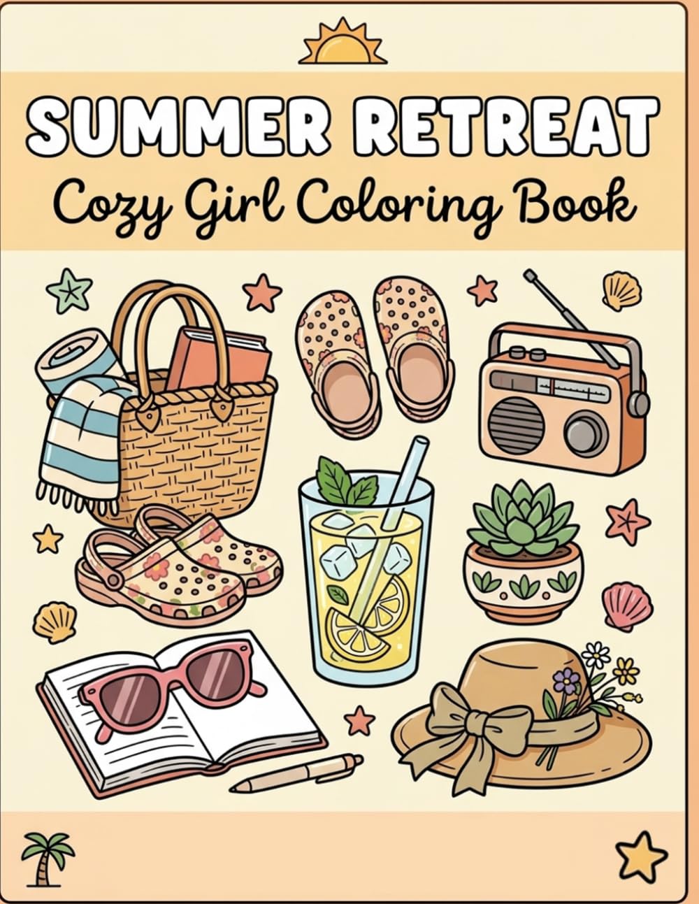 Summer Retreat: Cozy Girl Coloring Book for Relaxation: Simple Aesthetic Scenes for Mindful Coloring | A Stress-Relieving Journey of Summer Vibes, Hobbies, and Relaxing Vacation Moments