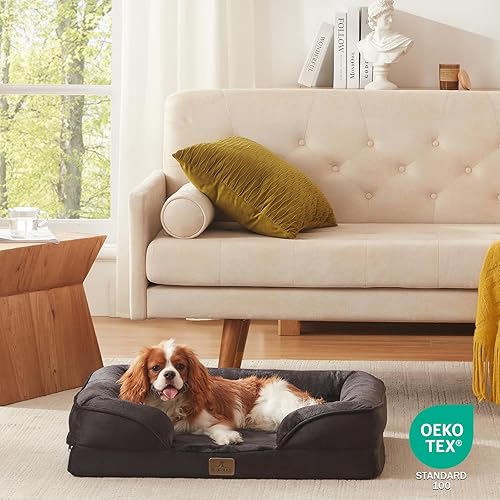 Miniatura 8 de Bedfolks Cama ortopédica para perros, sofá cama impermeable para perros medianos, sofá cama de espuma de huevo para mascotas con funda extraíble