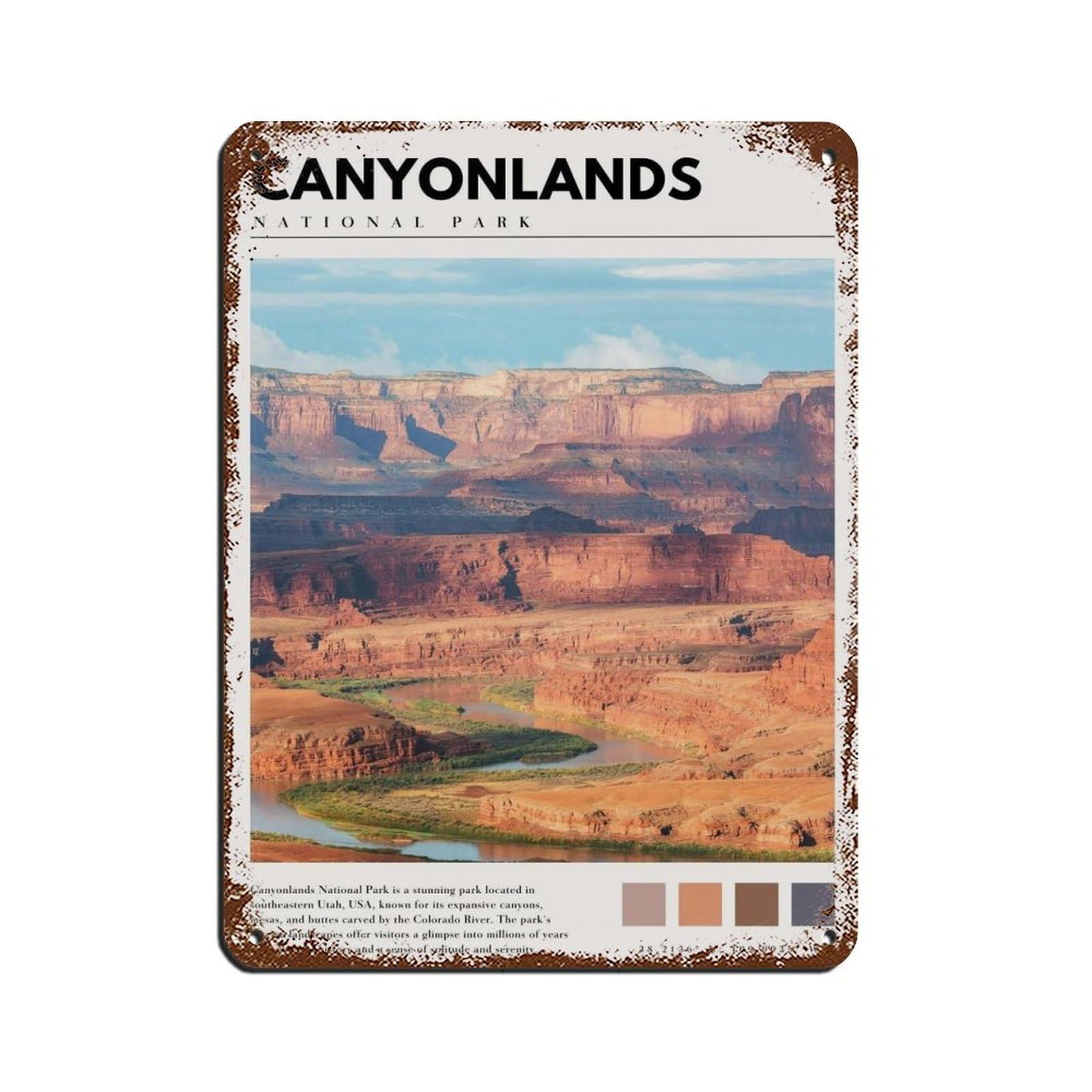 Canyonlands National Park Poster Retro Poster Metal Tin Sign Chic Art Retro Iron Painting Bar People Cave Cafe Family Garage Poster Wall Decoration 12x16inch(30x40cm)