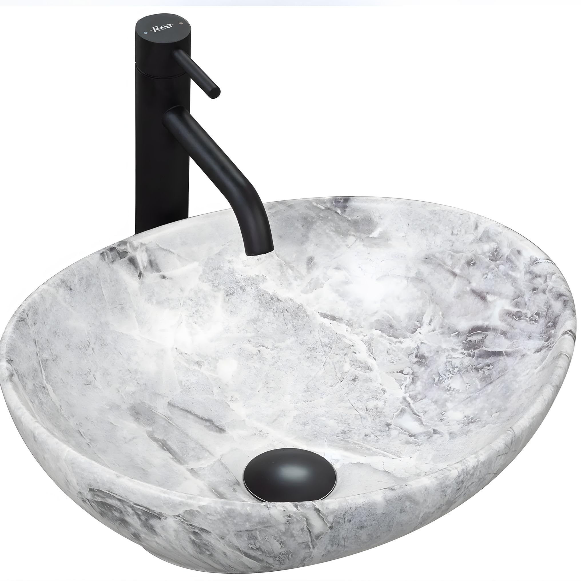 Rea Bathroom Sink Made of Ceramic Sofia Stone Matt - Stone Imitation - REA-U9908