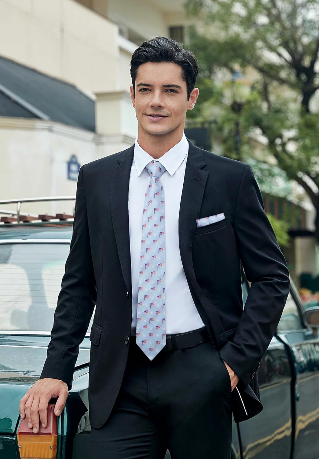 HISDERN Mens Ties Plaid Tie and Pocket Square Set Classic Woven Formal Checkered Neckties & Handkerchief Wedding Party - Image 2