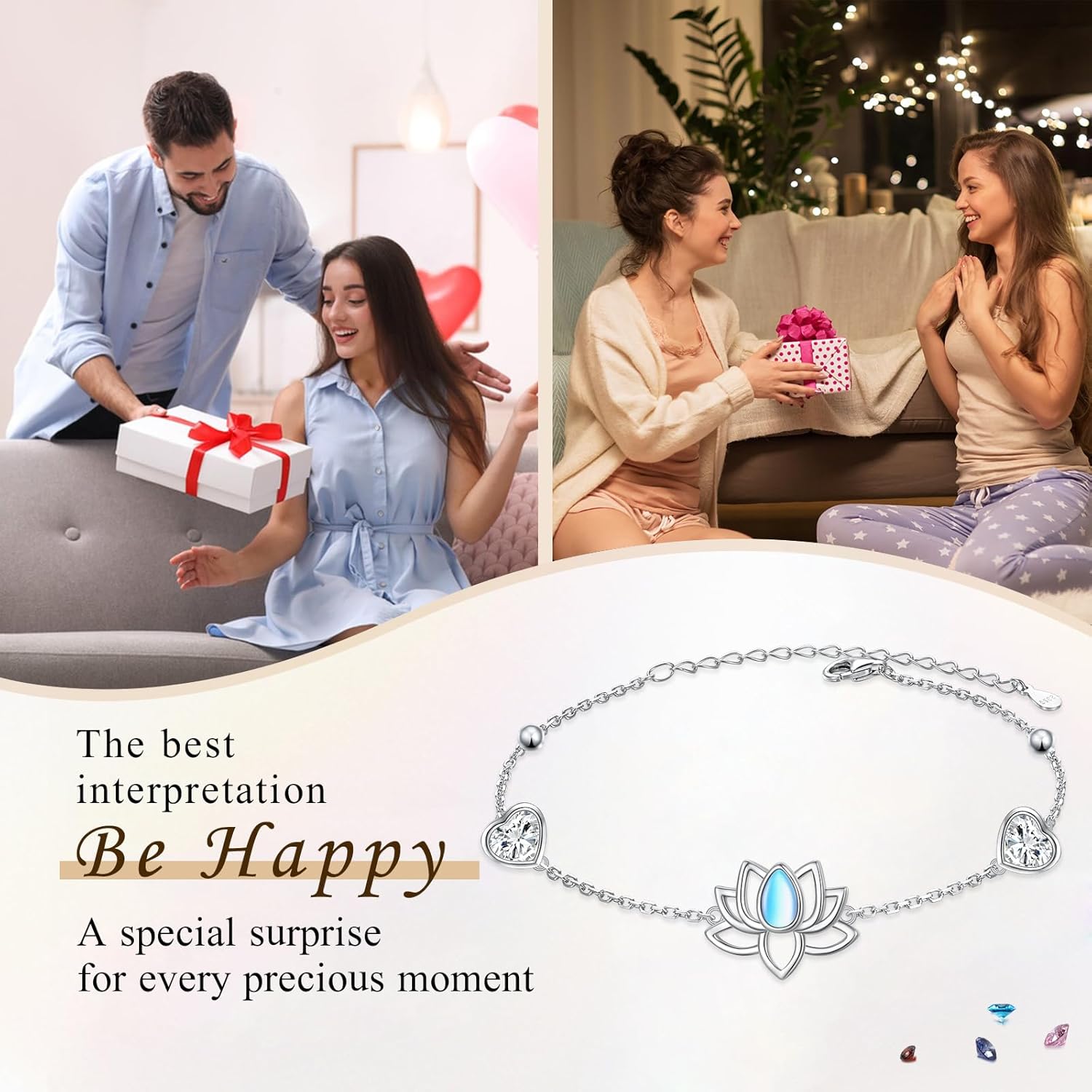 FLYOW 925 Sterling Silver Flower Themed Jewelry Bracelet for Women Birthday Gifts - Image 7