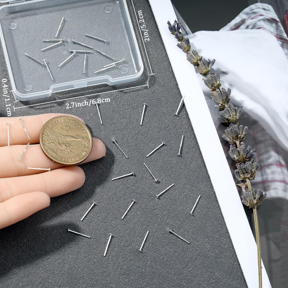 Beebeecraft 1 Box 40Pcs Blank Post Earring Studs Sterling Silver Flat Round Stud Earring Findings for DIY Jewelry Dangle Earring Making