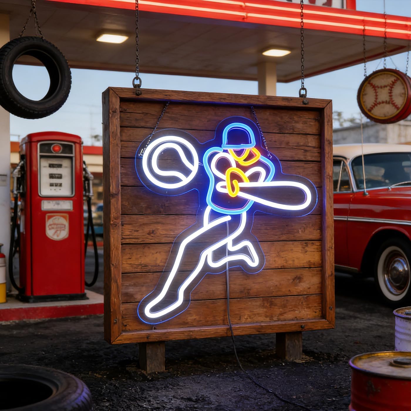 Baseball Neon Light - Dynamic & Classic LED Wall Art for Man Cave, Sports Bar, Game Room or Kids Bedroom Decor, Dimmable USB, Awesome Sports Fan Gift for Players & Enthusiasts