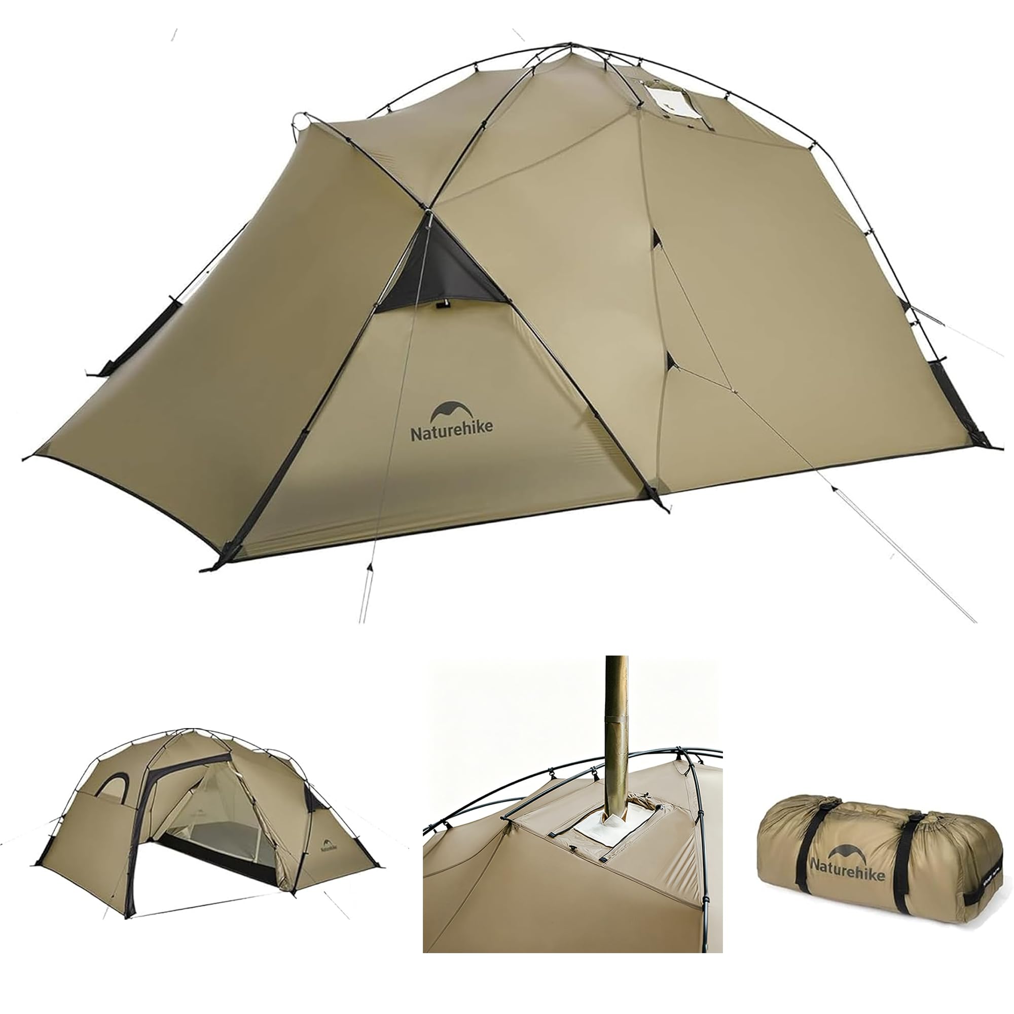 Amazon.co.jp: Naturehike テント 煙突穴付き 2.24kg超軽量 2.8㎡+2.56