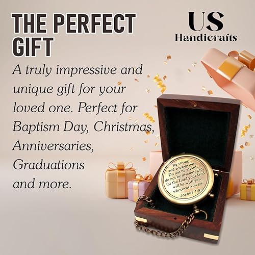 Miniatura 4 de Brújula de latón grabada Be Strong: regalo cristiano personalizado para hombres, regalo de confirmación y bautismo, Pascua, regalo católico, regalo