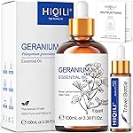 HIQILI 100ML Geranium Essential Oil for Skin, Diffuser & Candle, 100% Pure and Natural - 3.38 Fl Oz
