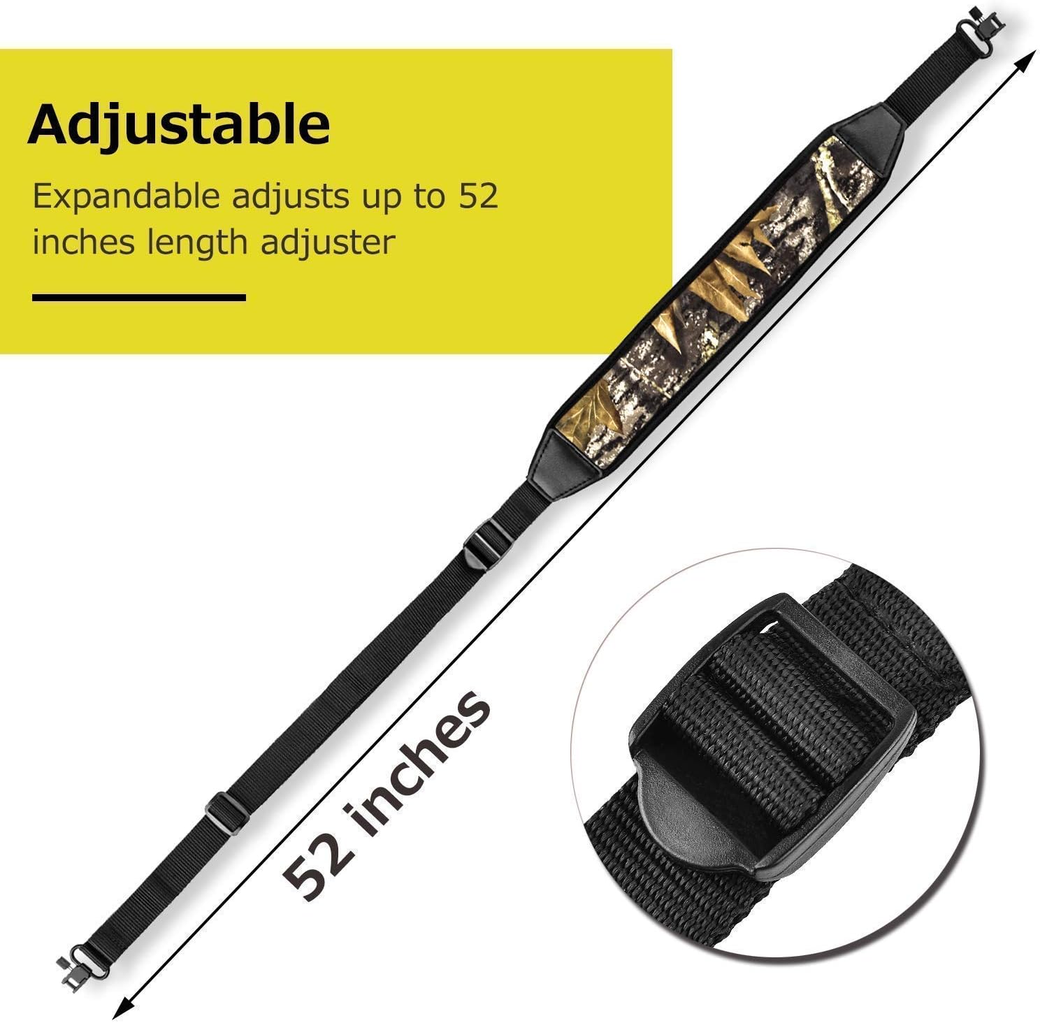 EZshoot Two Point Rifle Sling with Swivels, Anti-Slip Shoulder Padded Strap, Length Adjustable 2 Point Sling for Outdoors Pack of 2(Black & Khaki) : Sports & Outdoors