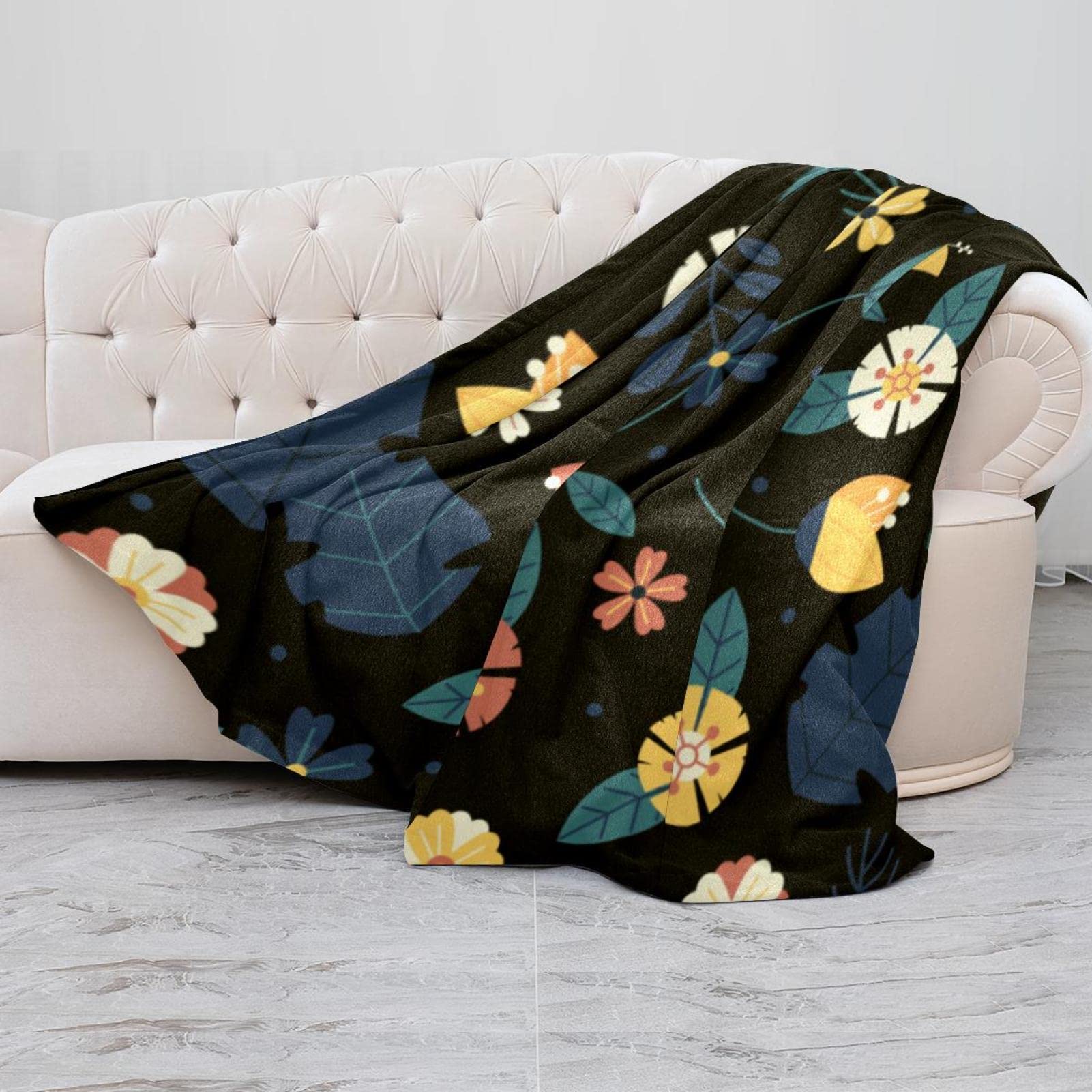 Manta de forro polar, súper suave y lujosa, con estampado floral colorido