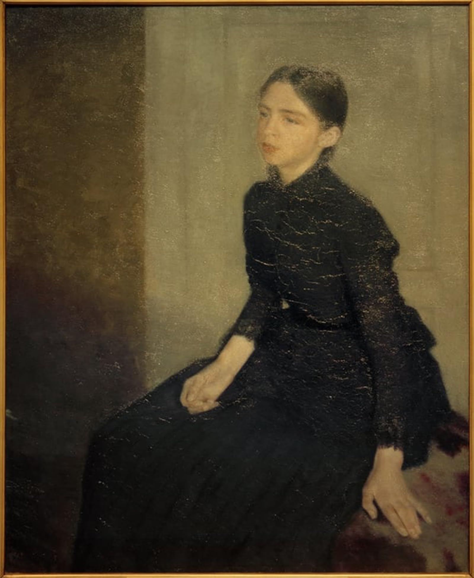 Artxlxxbn Girls No Frame Famous Print Painting Colorful Art Print Portrait Of A Young The Sister Of The Artist Anna Hammershöi By Vilhelm Hammershoi Canvas Art Decorations For Home Decor 60X90cm